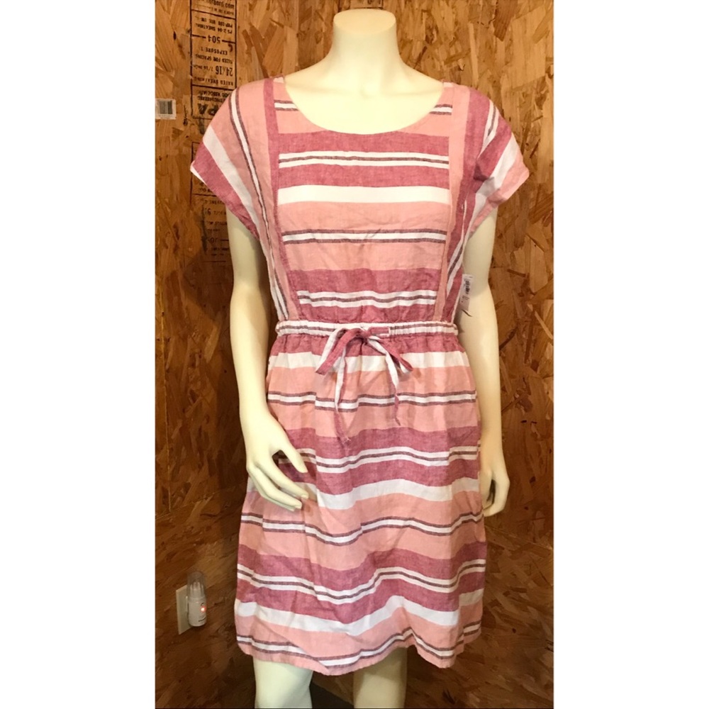 OLD NAVY Striped Linen Blend Dress SIZE MEDIUM